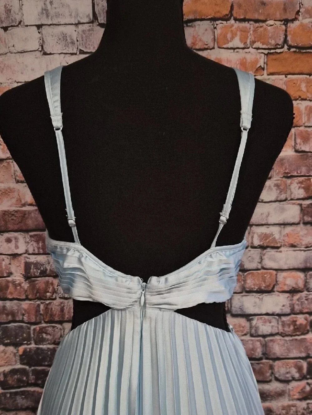 Abercrombie & Fitch Light Blue Pleated V-Neck Maxi Dress